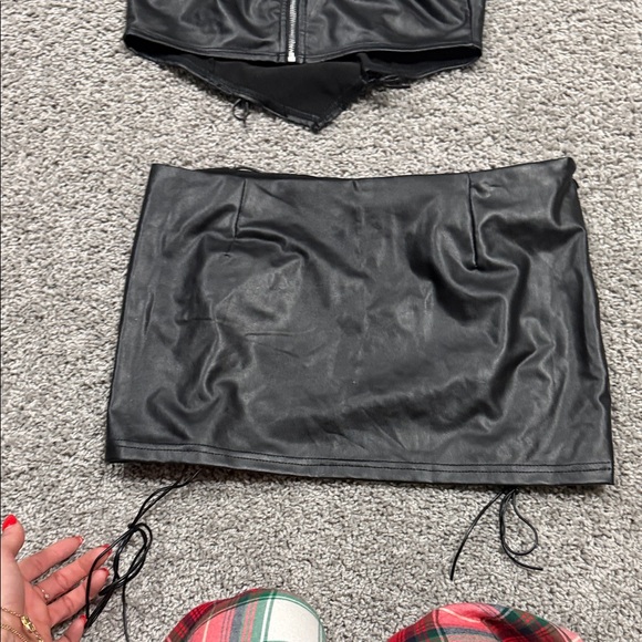 Black Lace-Up Skirt set club wear rave wear - Picture 4 of 5